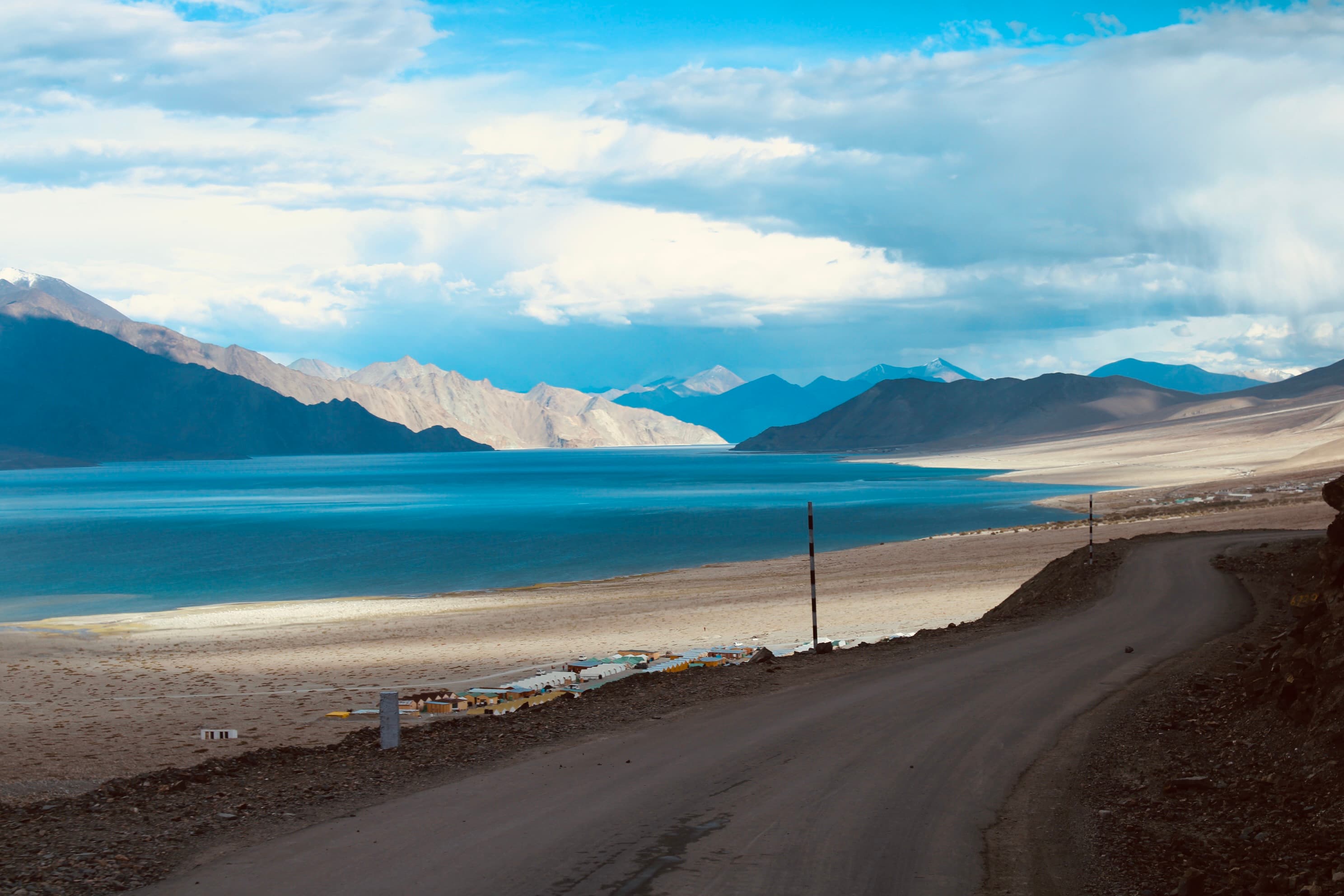 Pangong Lake under a clear Himalayan sky
