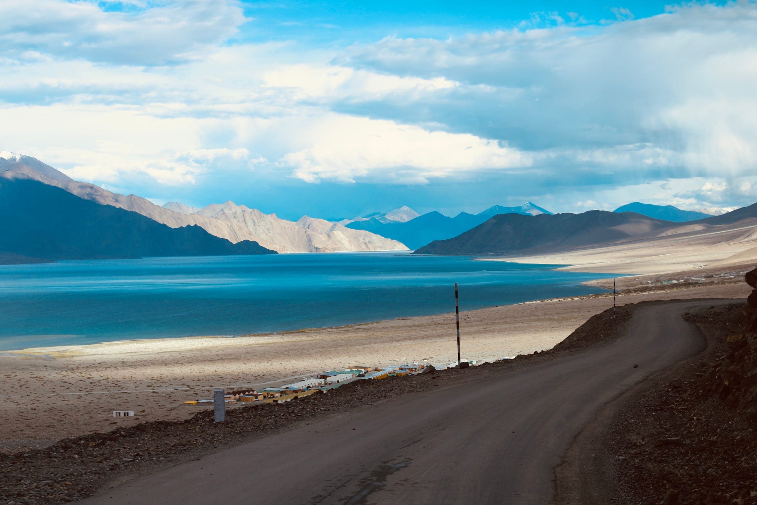 Pangong Lake under a clear Himalayan sky